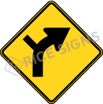 Right Curve With Side Road Sign