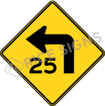 Turn Left With Speed Limit Sign