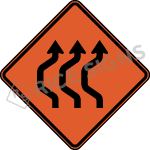 Double Reverse Curve Left Three Lanes Sign