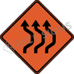 Double Reverse Curve Right Three Lanes Sign