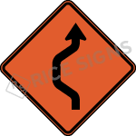 Double Reverse Curve Left One Lane Sign