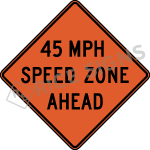 Work Zone Speed Zone Ahead Sign