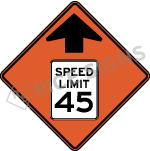 Work Zone Speed Reduction Symbol With Speed Limit Sign